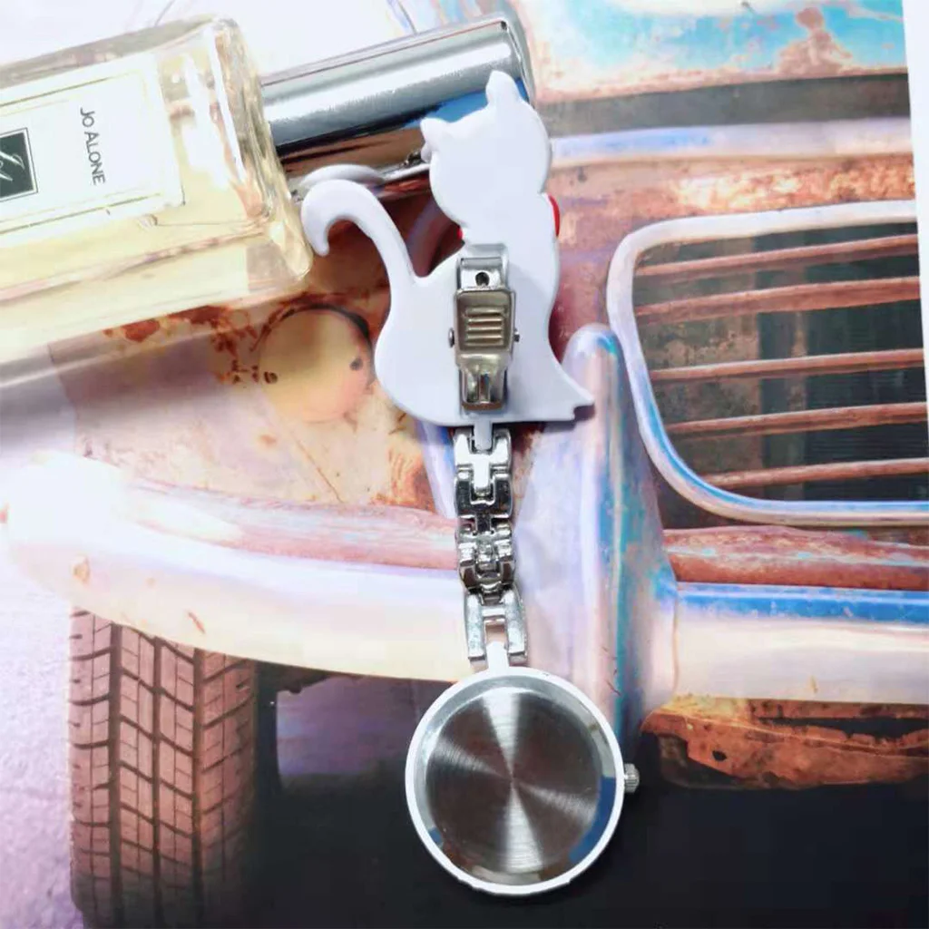 Новые кварцевые часы с мультяшным котом модные карманные подвесным зажимом