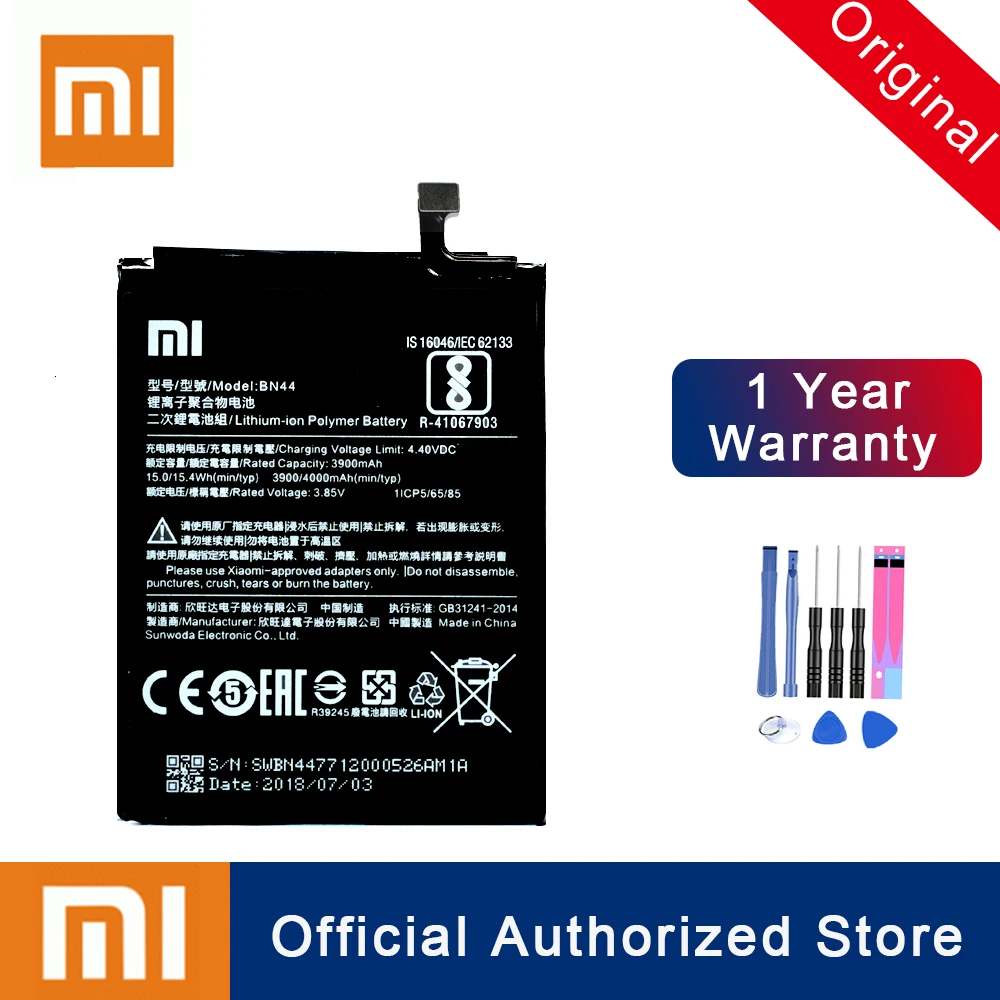 Xiao Mi 100% оригинал BN44 для Xiaomi Redmi 5 plus 99 &quot4000 мАч реальная емкость перезаряжаемая