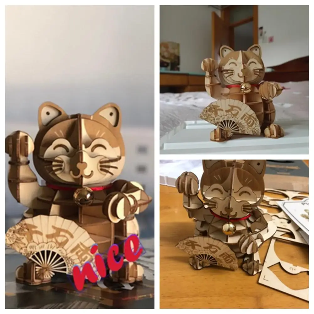 Robotime Новый DIY плютус Кот 3D деревянная головоломка игра сборка лодка игрушка