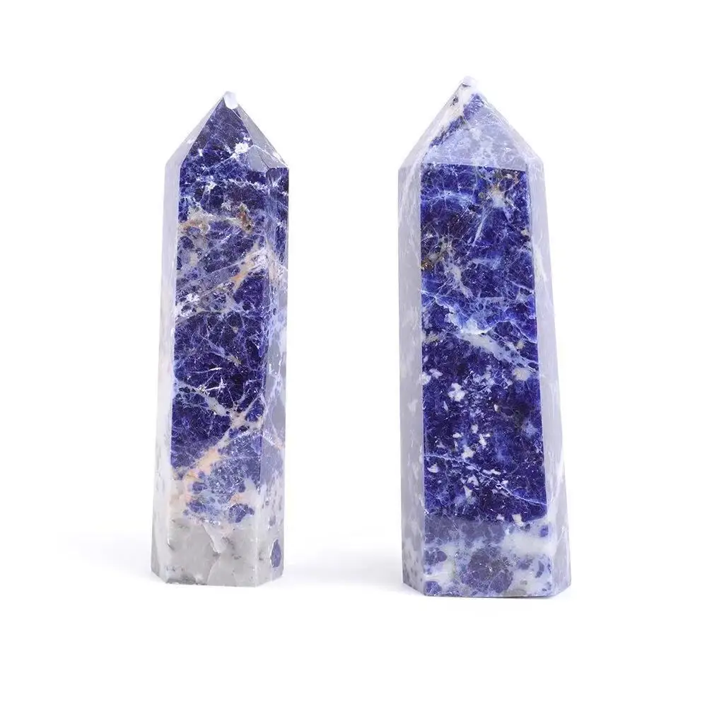

1pc 100mm-110mm Natural Gemstone Hand Polished Chakra Stone Blue Sodalite Crystal Points for Home Decor
