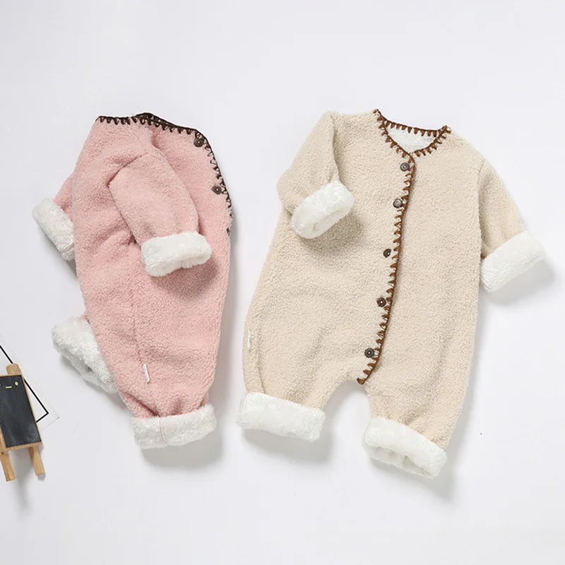 Autumn winter new baby romper rompers girl clothes lambs cashmere one-piece suit