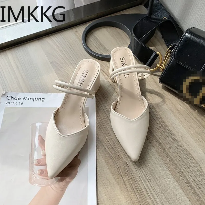 2020 New Summer Slippers Slip On Square heel Shoes High heels Women Pumps Slides Sandals womens soft slippers|Тапочки| |