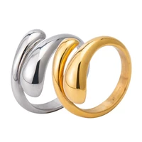 elegant fashion wedding brand rings stainless steel gold color irregular teardrop shaped couple ring for women men