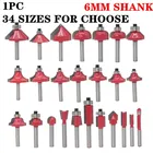 Концевые фрезы C3, Классические Угловые круглые насадки с хвостовиком 6 мм, твердосплавная очистка, для дерева, 1 шт.