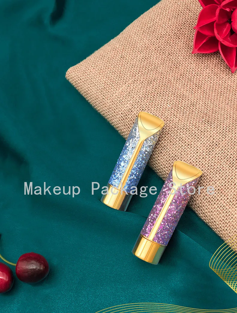 

10/30/50pcs Empty Shiny Blue Round Lipstick Tube 12.1mm Lip Balm Container Cosmetics Refillable Container Lipstick Shell