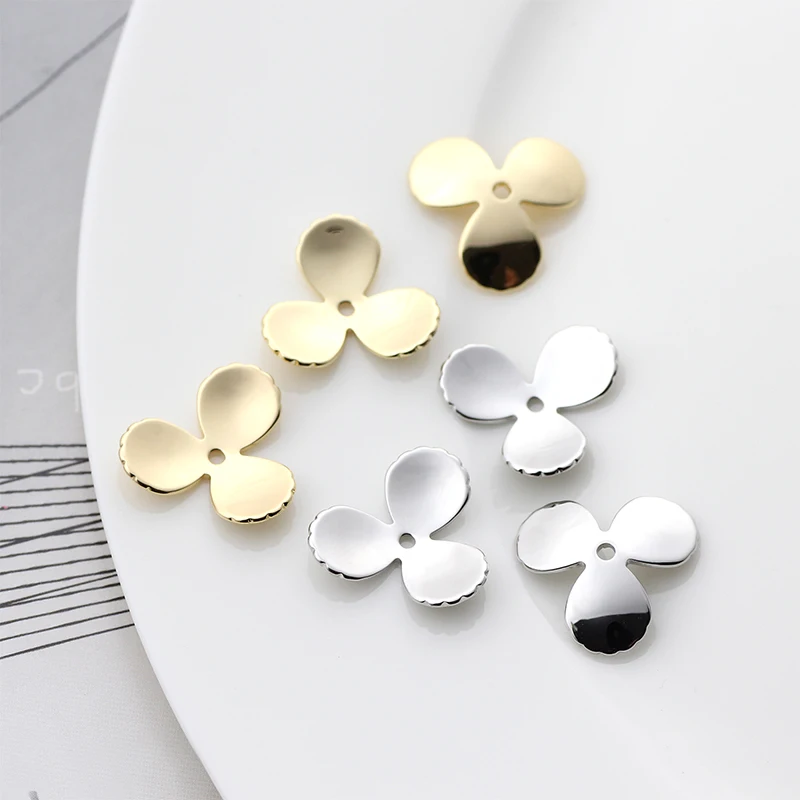 

5pcs 15.5*2.8mm 24K Champagne Gold Color Plated Stainless Steel Clover Spacer Beads 1 Hole Bracelet Charms Accessories