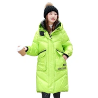 2021 new winter womens shiny cotton puffy jacket korean plus size loose hooded long parkas women printing thick warm black coat