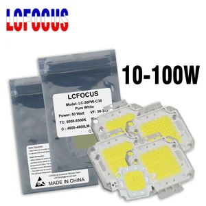 Светодиодный чип COB высокой мощности, 10 Вт, 20 Вт, 30 Вт, 50 Вт, 100 Вт, теплый естественный Чистый Белый Свет для самостоятельной сборки 10, 20, 30, 50, 100 Вт, уличный светодиодный светильник для еды