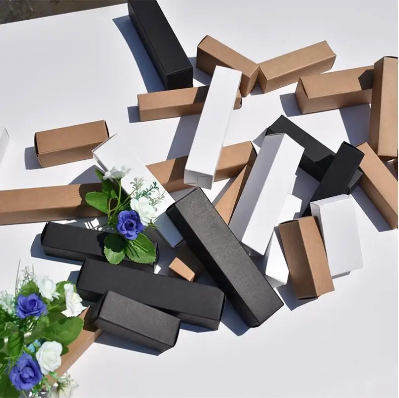 20 шт. черно коричневая белая упаковочная коробка из крафт бумаги|Подарочные