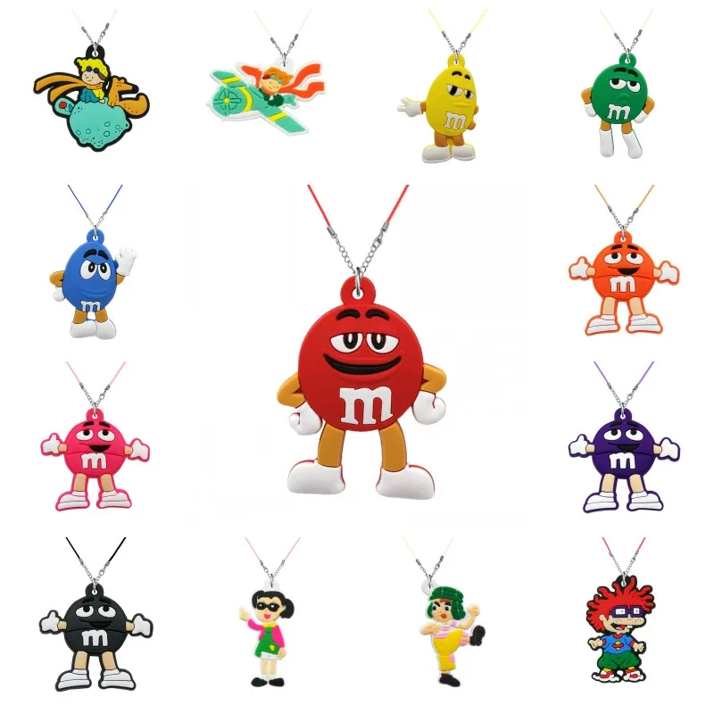 

1pcs Necklaces Cartoon Soft PVC Pendant Chain Neck chain Fashion Jewelry neckchain For Boys Girls Accessories Kid Xmas Gift