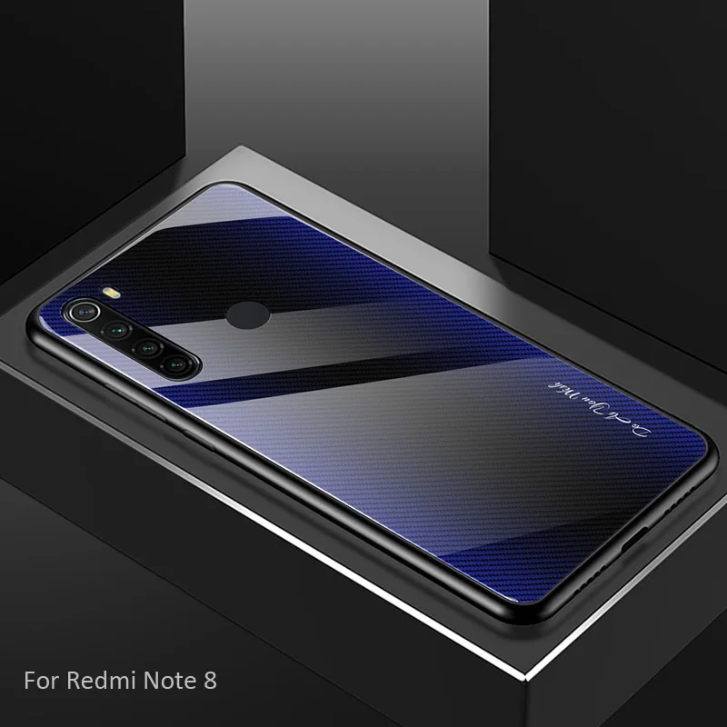 Чехол из закаленного стекла с градиентом из углеродного волокна для Xiaomi Redmi Note 8 Pro 8T