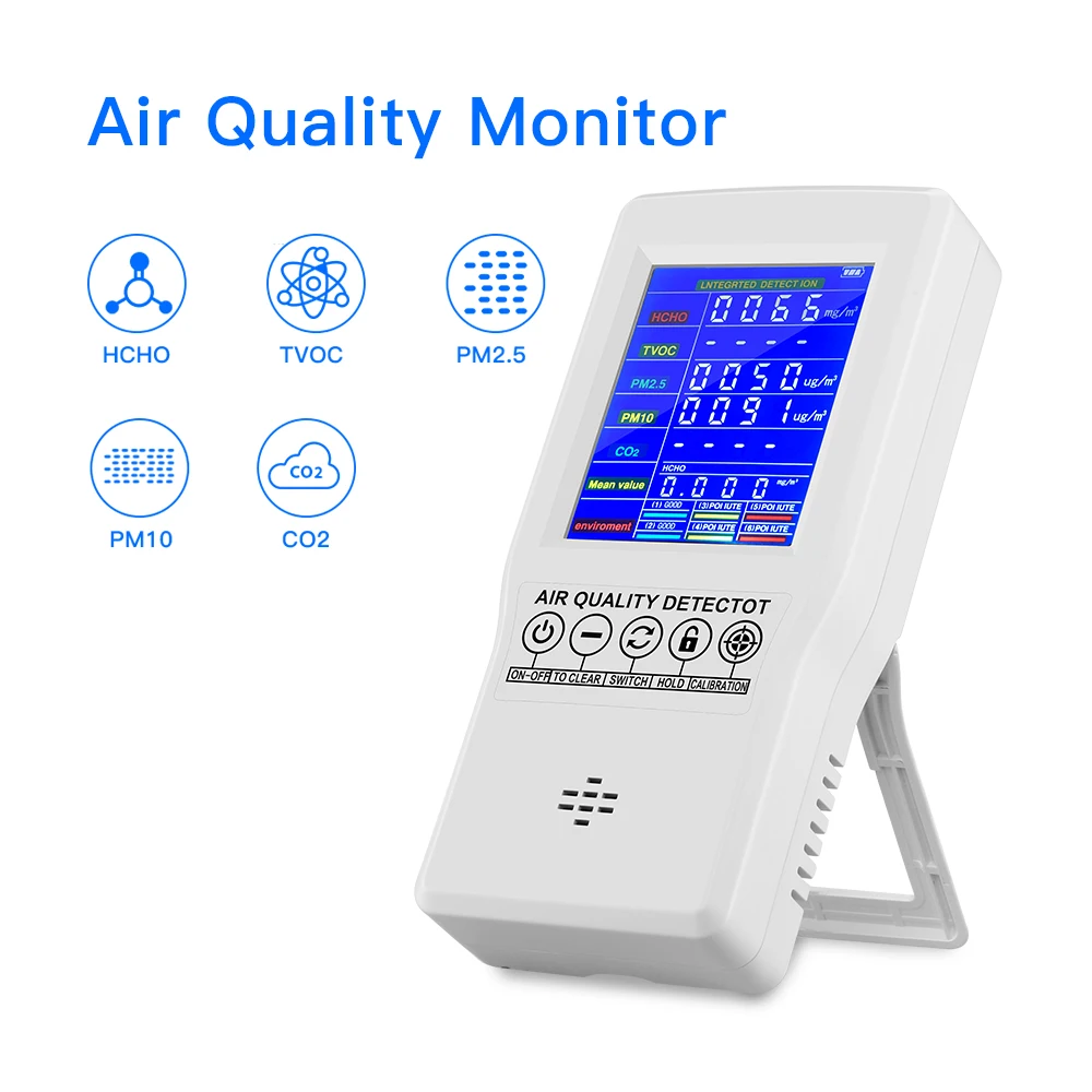 Монитор качества воздуха PM2.5 PM10 цифровой детектор формальдегида HCHO TVOC CO2 с