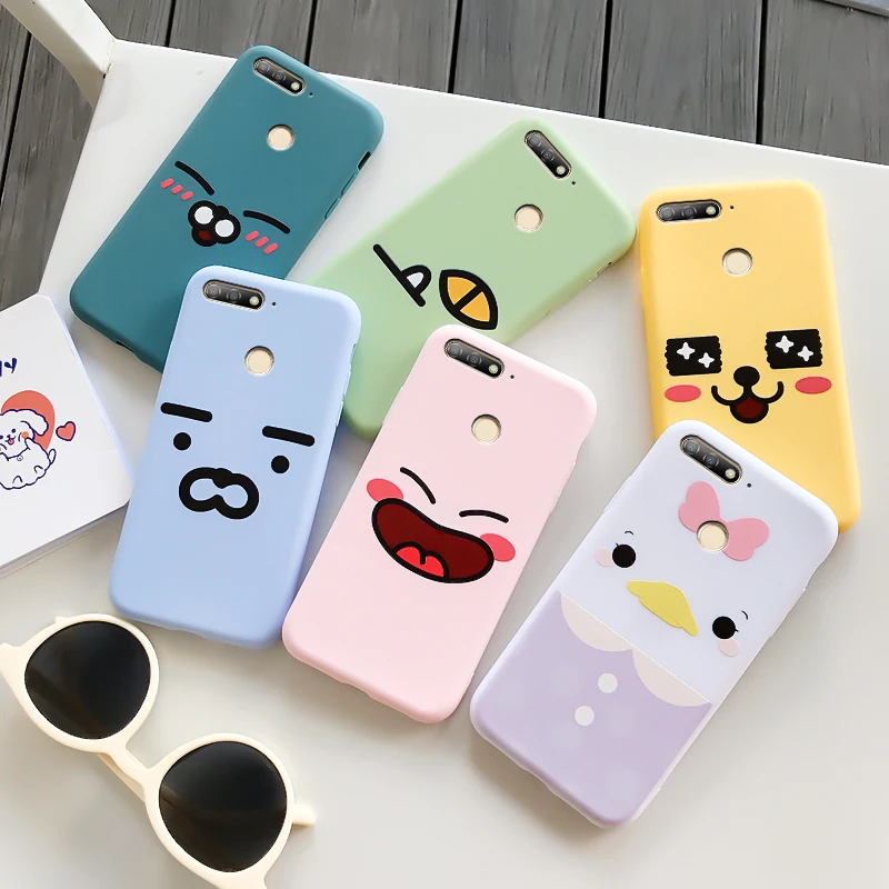 

For Huawei Y6 Prime 2018 Case Protective Phone Shell Frosted Silicone Casing Candy Colorful Soft TPU Back Cover