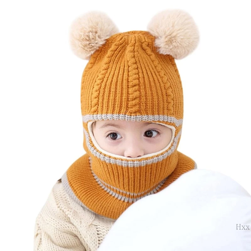 

New Kids Winter Hats Girls Boys Children Warm Cap Scarf Set Baby Bonnet Scarves