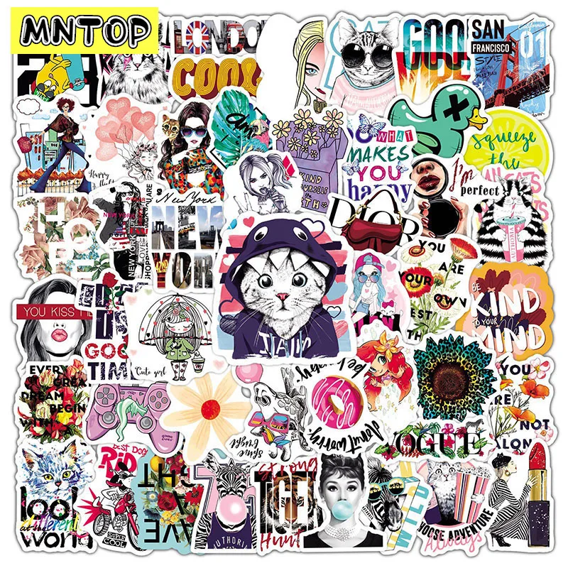 10/30/50Pcs/set Mixed Hip Hop Style Cool Girl Cartoon Sticker For Motorcycle Laptop Luggage Kids Toy Fridge Phone Case Pvc