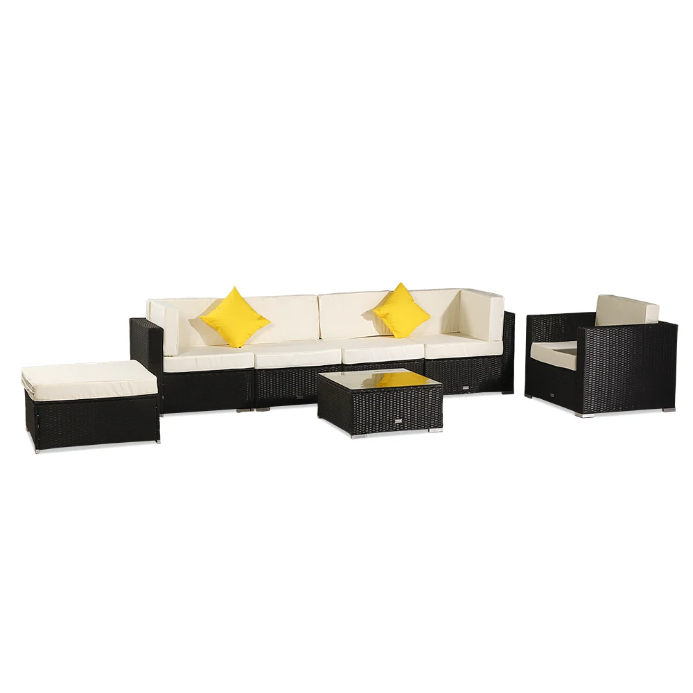 

7 Pieces Weaving Rattan Sofa Set Hotel Coffee Shop Balcony Garden Indoor Outdoor Wicker Rattan Corner Sofa Set Home Furniture