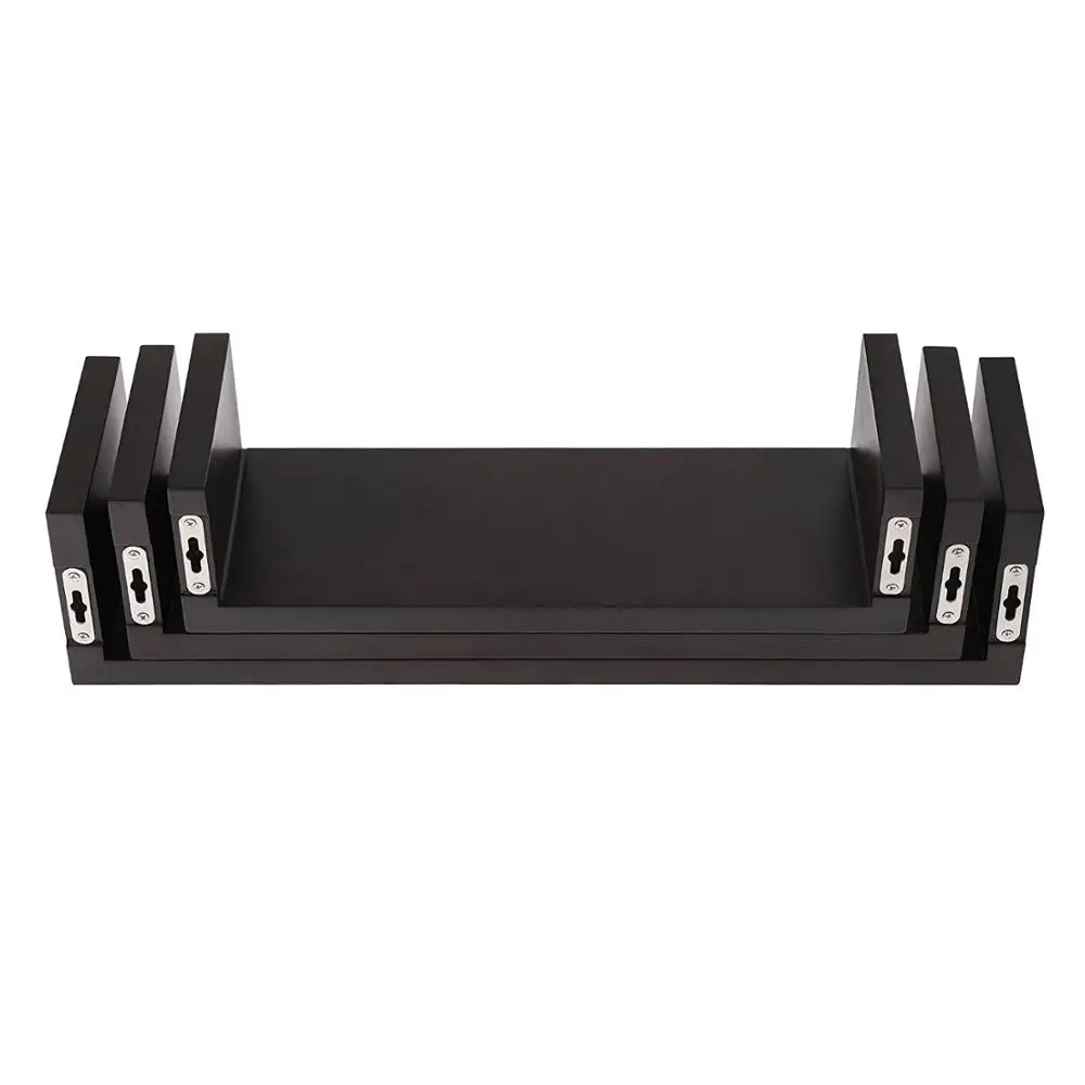 

Set of 3 Floating Display Shelves Ledge Bookshelf Wall Mount Storage Home Dcor Black