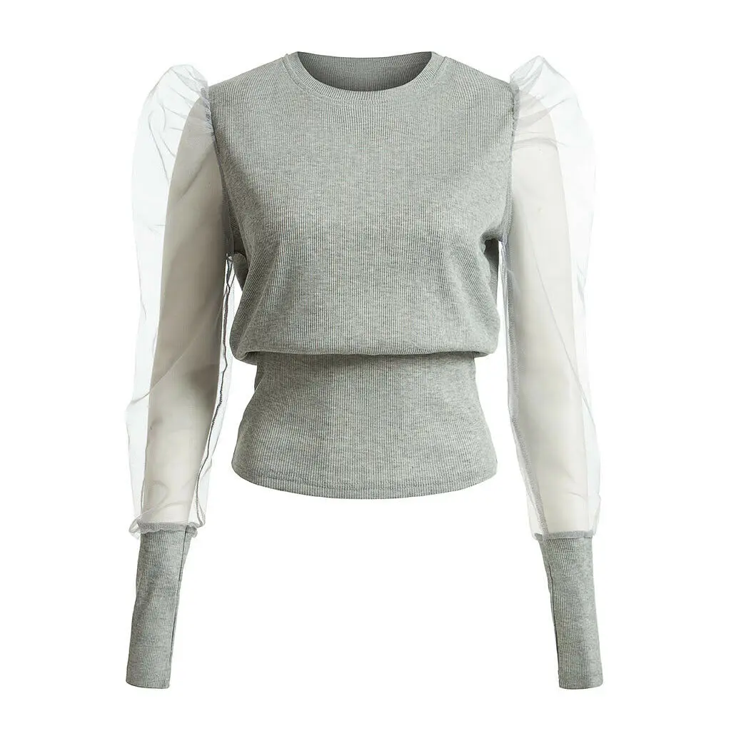 Женская прозрачная блузка с пышными рукавами Modis сетчатый пуловер жемчугом и