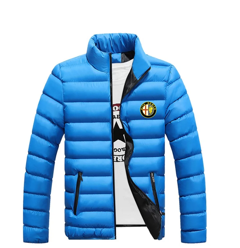 

ALFA ROMEO winter new warm light jacket casual solid color printing stand-up collar zipper men's windproof cotton down jacket