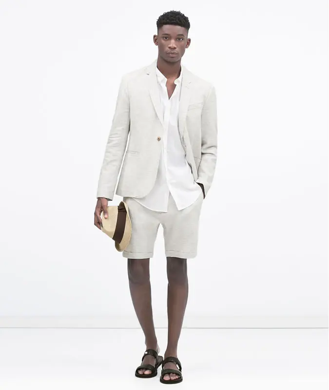 

Новейший дизайн пальто и брюк, кремово-белый мужской костюм, короткие брюки, льняные повседневные пляжные летние костюмы, облегающие смокин...