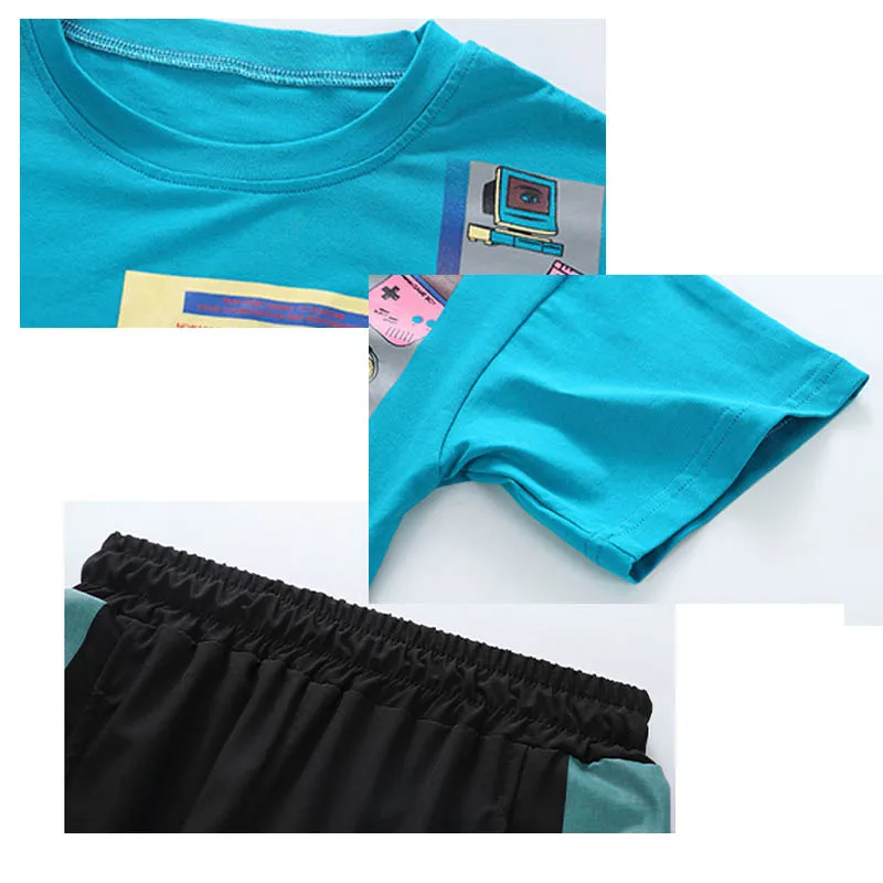 

Teen Boys Girls Clothing Sets Summer Teenage Kids Girl Boy Outfit Short Sleeve Tee 2pcs Set Suit For 6-14 Years