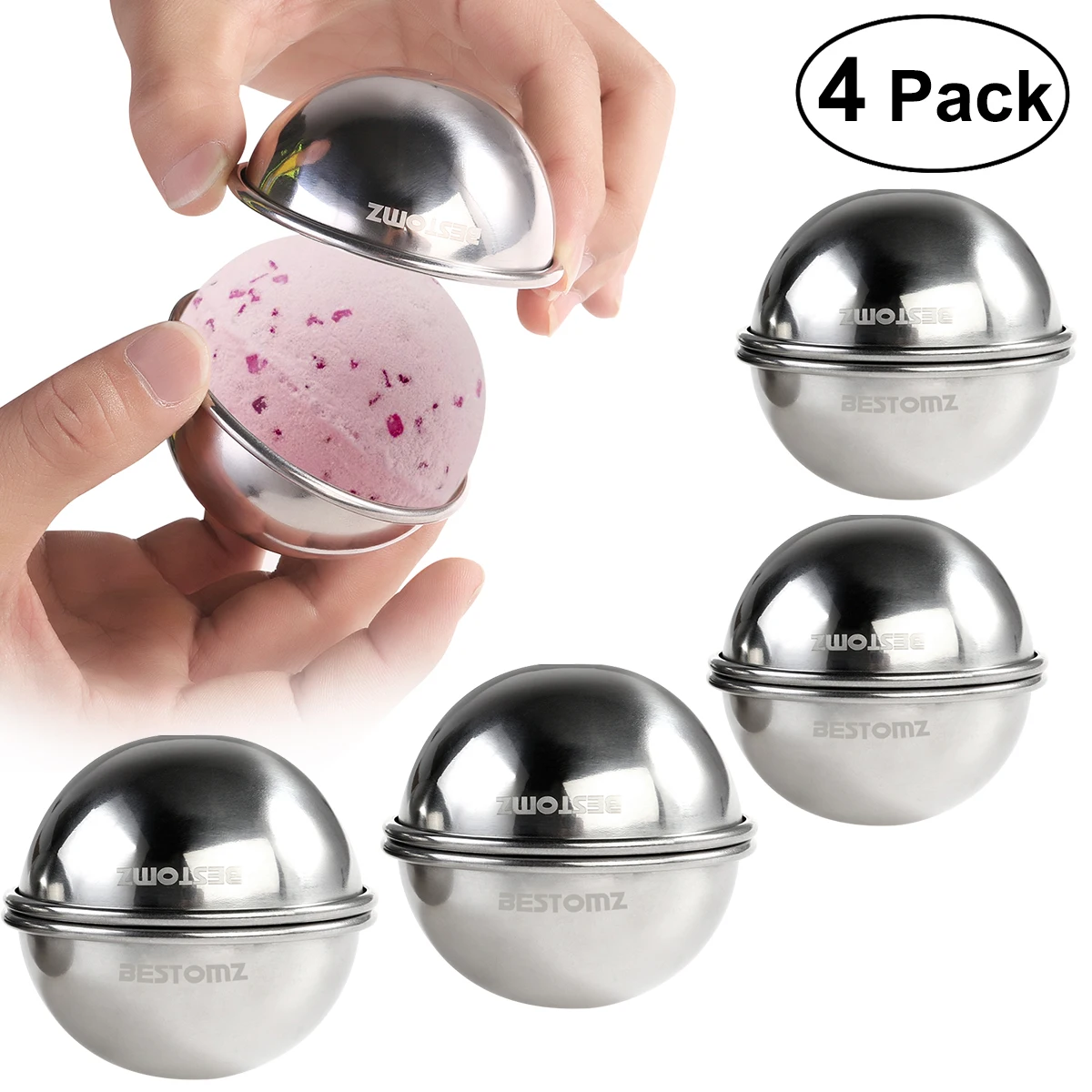 

2023 BESTOMZ 8pcs Stainless Steel Bath Bomb Mold DIY Make Lush Bath Bombs 6.5cm/ 7cm for Crafting Your Own Fizzles --------