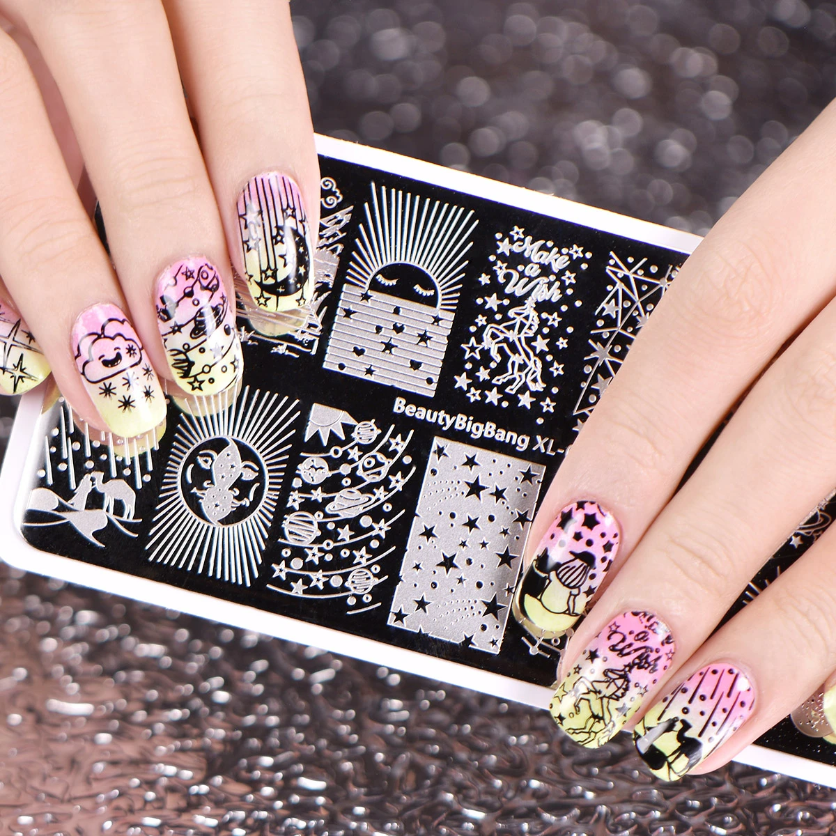 

Star Moon Design BeautyBigBang Stamp For Nails Accessoires Starry Sky Stencil Mold Nail Stamping Plates Nail Art Stamper