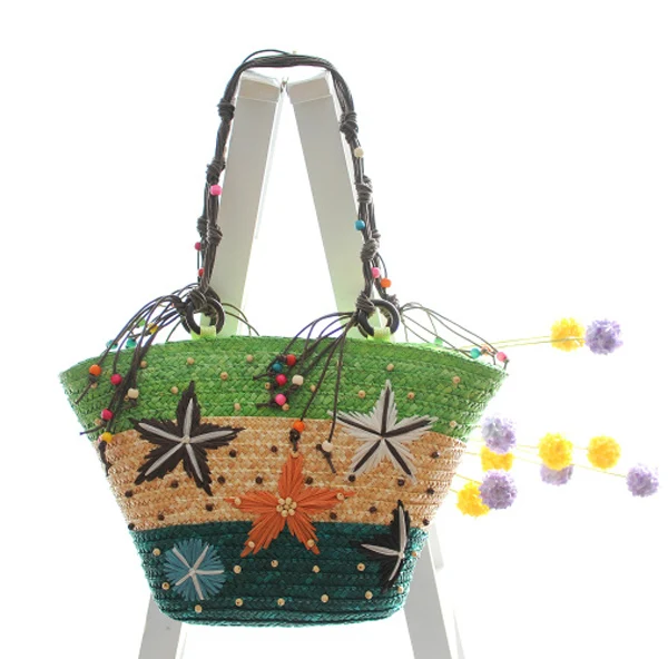 Мода ручной Плетеная соломенная сумка Лето Морская звезда ротанга пляжные сумки