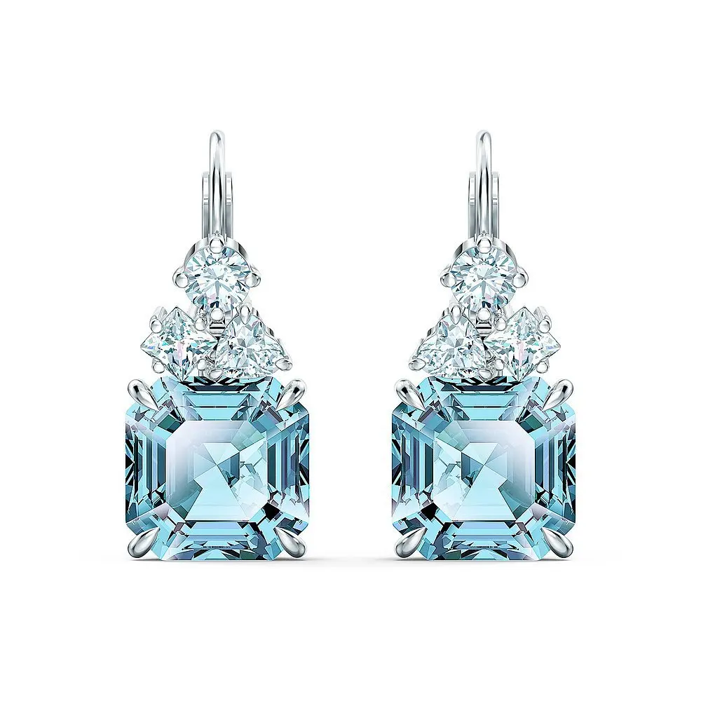 

2020 модные ювелирные изделия высокого качества SWA изысканные простые очаровательные женские серьги с голубым кристаллом