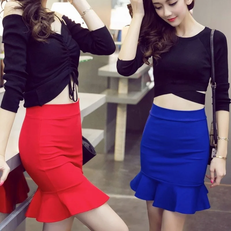 TingYiLi короткая юбка годе черная розовая синяя красная карандаш размеры 3XL 4XL 5XL