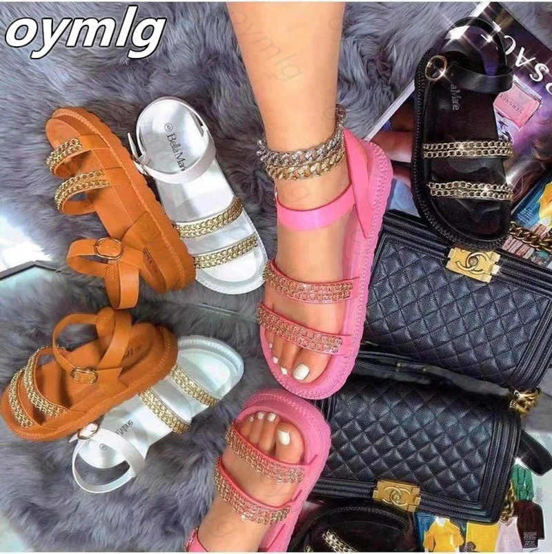 

Women's faux Leather Sandals Female 2020 Summer Fashion Sports Joker Flats for Women's Ins Rome Platform Sandals Women's Sandals