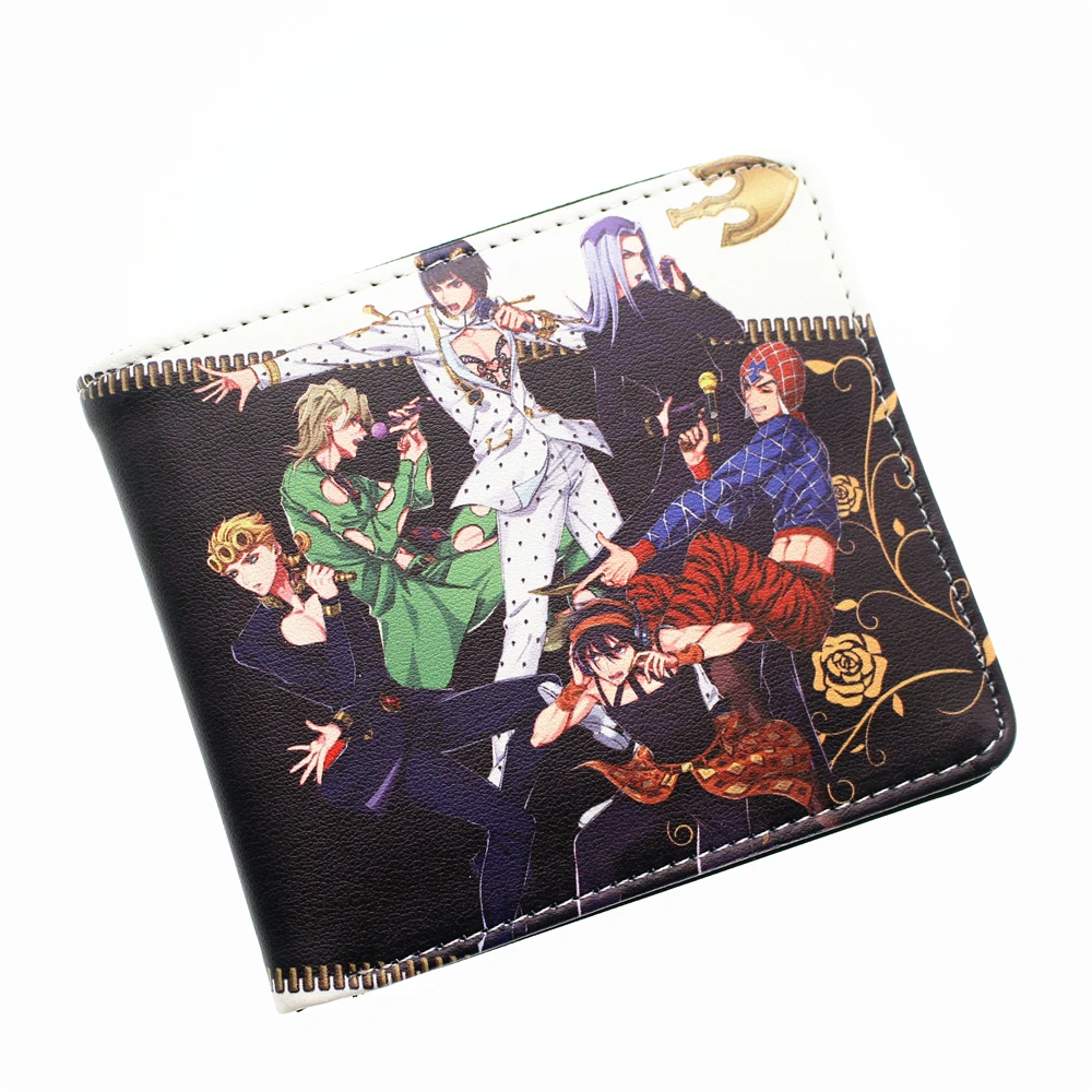 Аниме JoJo's Необычные Приключения PU короткий кошелек Двойные фото держатель для карт слоев мальчиков монета карман кожаный мультфильм печати кошелек