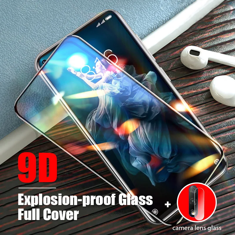 2 In 1 Full Coverage Protective Glass for Honor 8 Pro 9 10 20 30 Lite Camera Lens Protector | Мобильные телефоны и