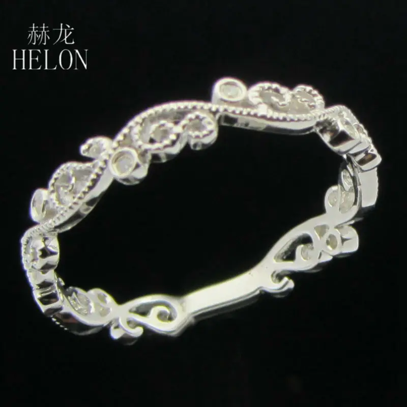 HELON стерлингового серебра 925 Круглый Природные Алмазы Обручальное кольцо для