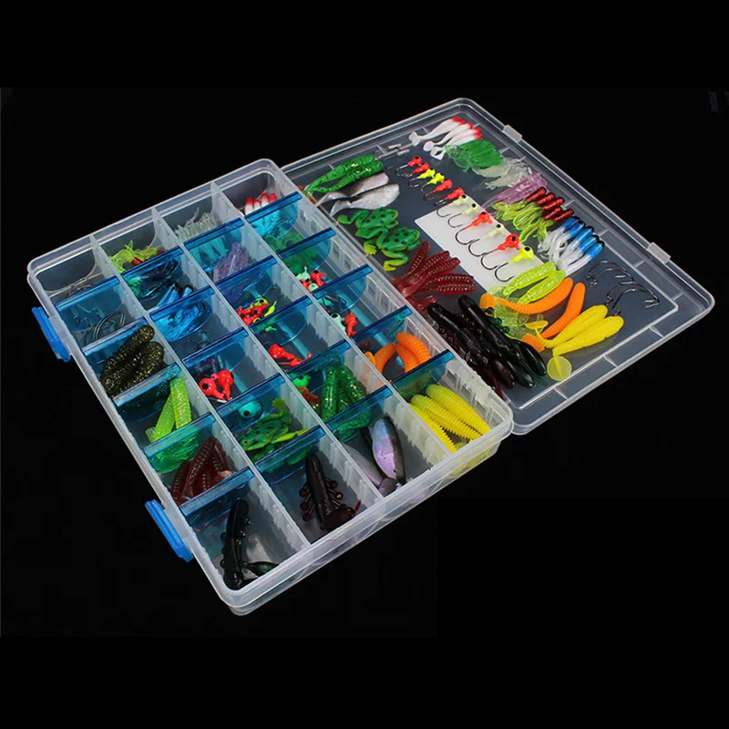 

146 Pcs Soft Lure Set Sea Fishing Tackle Fishing Lure Silicone Bait Soft Worm Shrimp Carp Fishing Accessories
