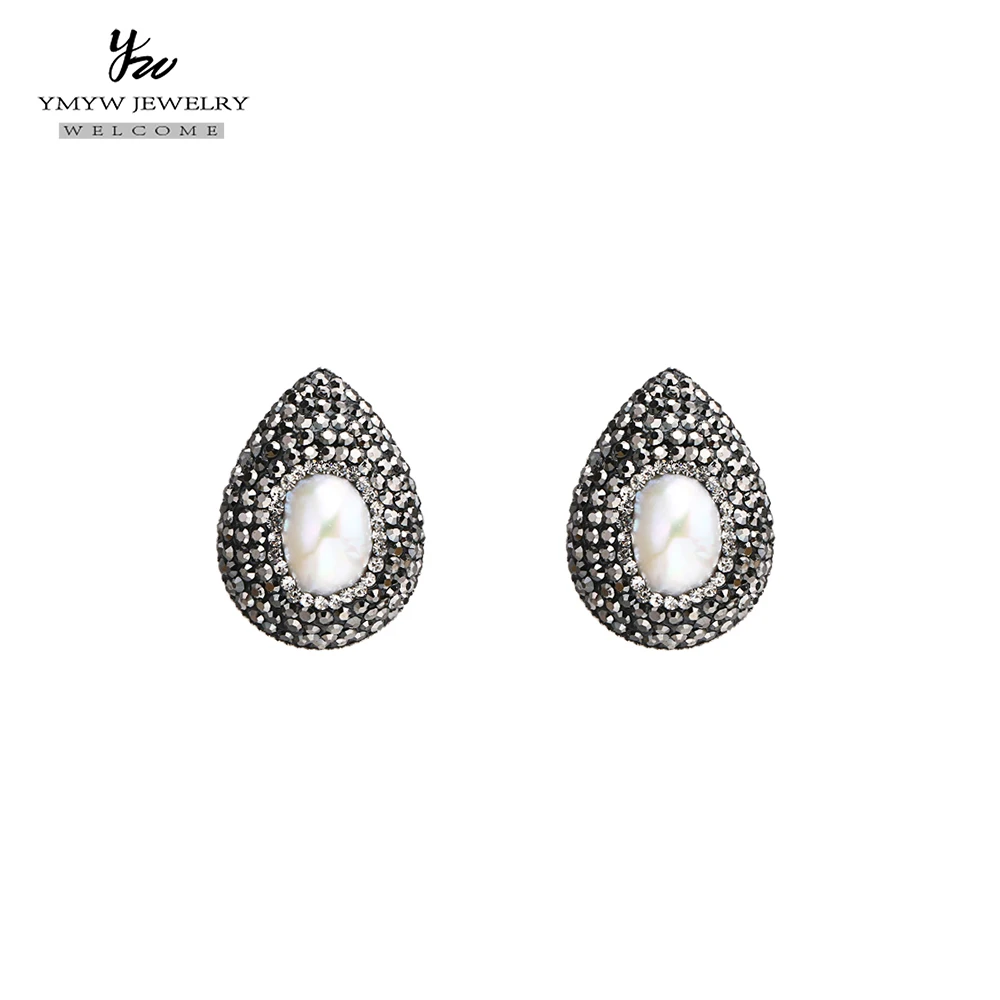 YMYW трендовые Винтажные серьги гвоздики с натуральным жемчугом и медными