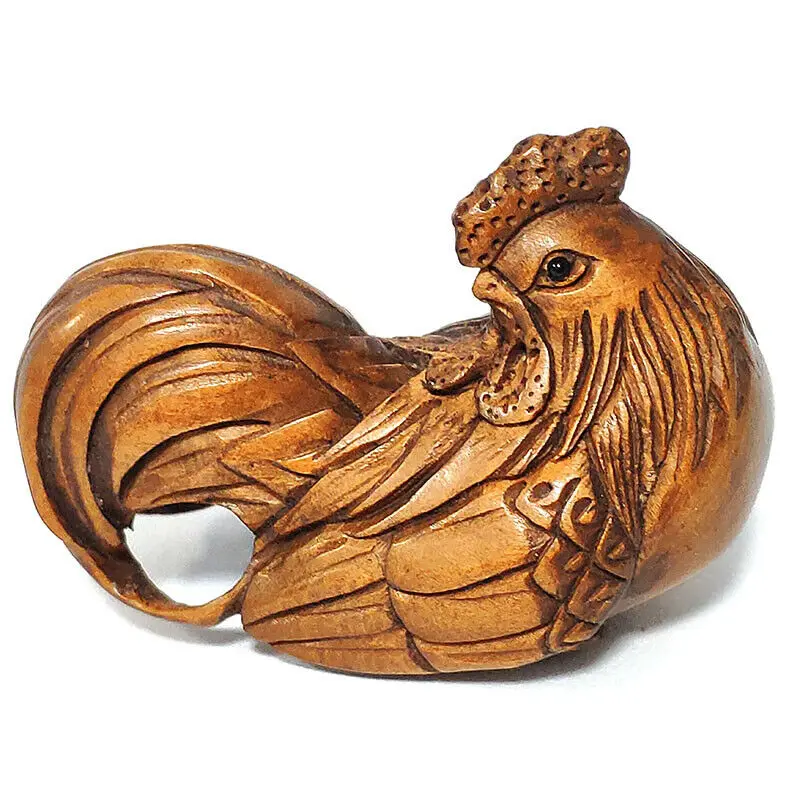 

Коллекционный 2-дюймовый японский ящик 20 лет ручная резная скульптура Netsuke миниатюрный Петух # ZY7693