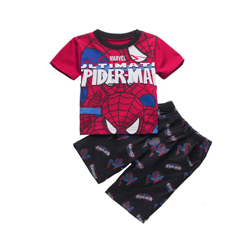 Летний костюм Человека паука для мальчиков Хлопковая пижама косплей фильмы