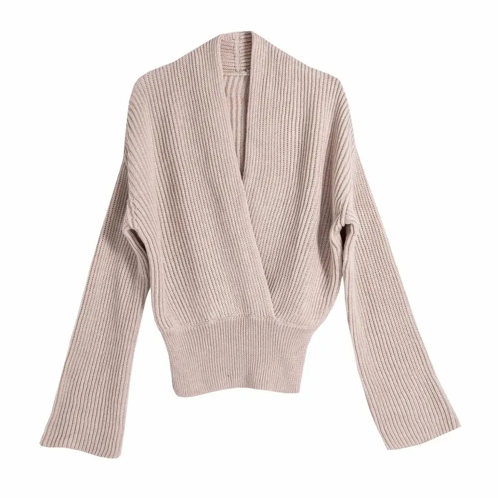 SINGRAIN Women Cross Knitted Sweater Winter Sexy V Neck Korean Fashion Warm Knit Tops Elegant Elastic Knitting Striped Pullovers | Женская