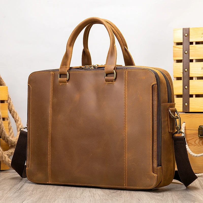 Newsbirds New Designer Leather man's business bag real cowskin laptop business bag for men male briefcase business tote vintage