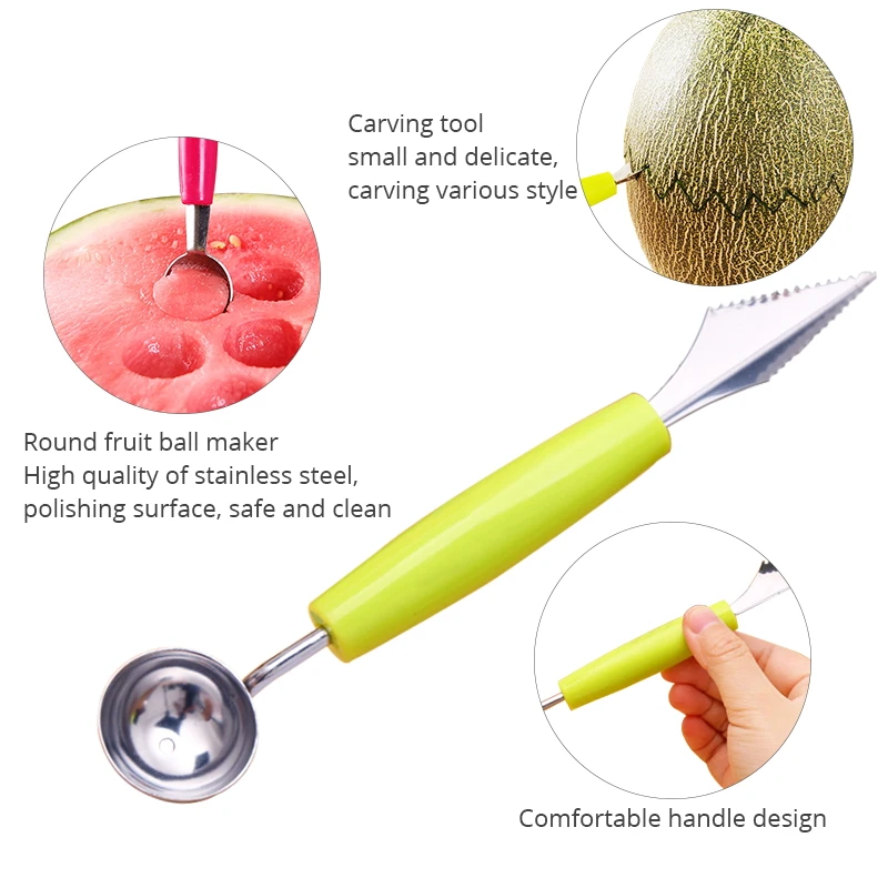 

1Pcs Creative Fruit Carving Knife Watermelon Baller Ice Cream Dig Ball Scoop Spoon Baller DIY Assorted Cold Dishes Tool