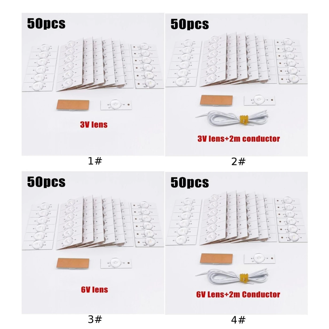 50 шт./лот 3V 6V SMD лампы бусины с оптический объектив фильтра для 32 65 дюймов LED