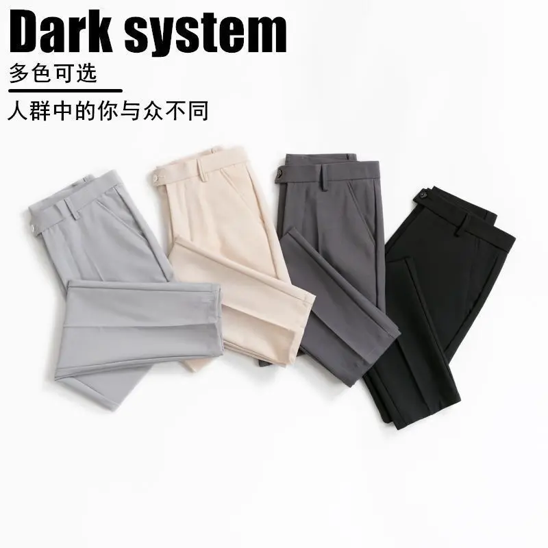 

Spring and summer trousers men's Korean slim fit small foot casual quarter pants men's loose straight tube drop feeling suit