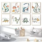 Милый динозавр, животные, Трицератопс, тираннозавр, искусство, холст, живопись, скандинавские постеры и принты, настенные фотографии для детской комнаты, Декор