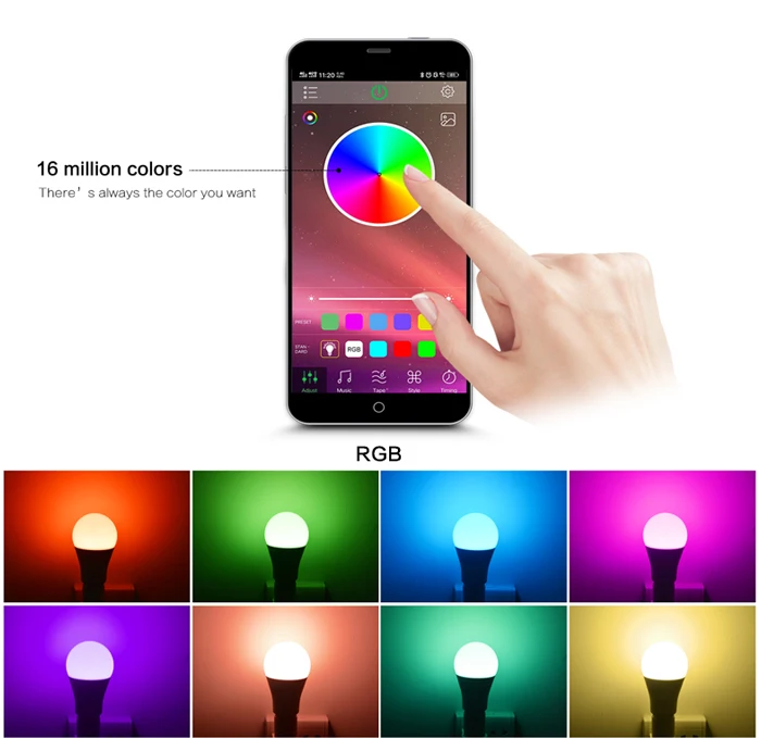 Dimmable Smart Home Life LED light Bulb E27 15W RGBW Music Bluetooth 4.0 APP Control Smart lamp Compatible Android / IOS System