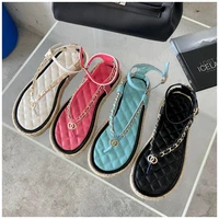 2021 new summer women sandals platform heel ladies fashion brand chain ankle strap slides platform heel fisherman shoes for woma