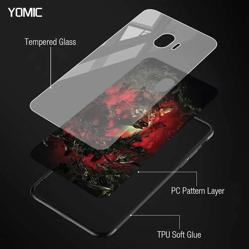 

Fierce Snow Wolf Tempered Glass Case for Samsung Galaxy S21 S20 FE S10 Note 20 Ultra 10 Lite 9 S9 Plus S10e S8 Phone Cover