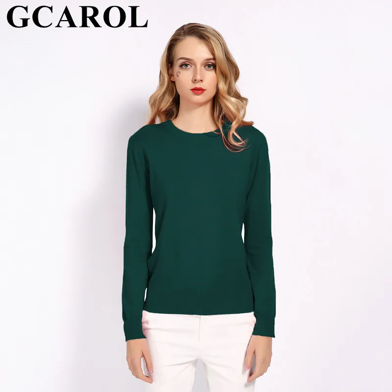 Женский свитер с круглым вырезом GCAROL, яркий повседневный свитер из 30%-ной шерсти, эластичный вязаный пуловер на осень и зиму размеров S-3XL