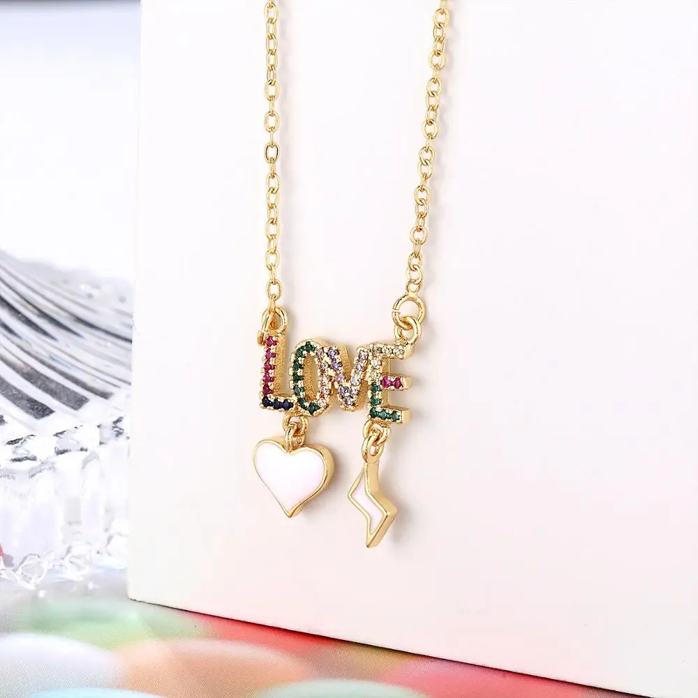 Новинка 2020 модная пара один продукт радуга ПАВЕ любовь в сочетании с эмалью форме