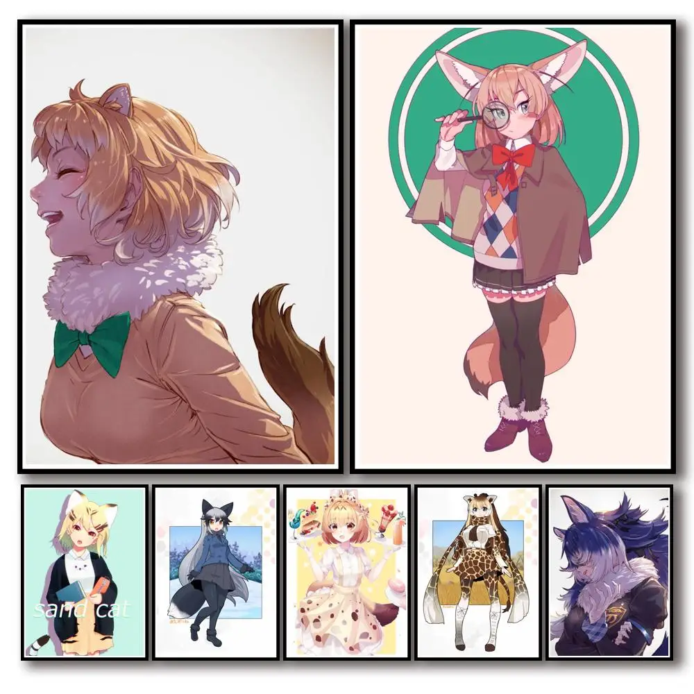 50 Дизайнов Постер Kemono Friends из белой бумаги маскарадная Наклейка на стену для